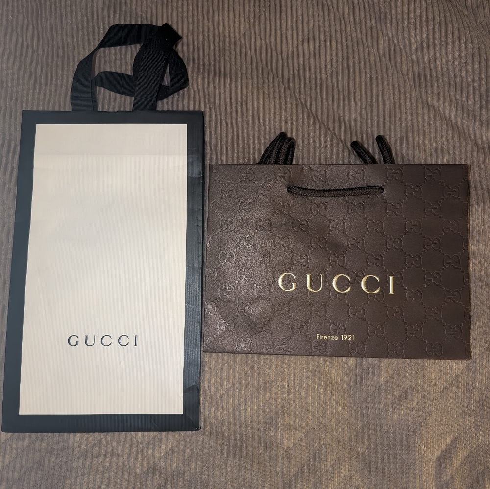 Gucci Black and Brown Shopping Bags